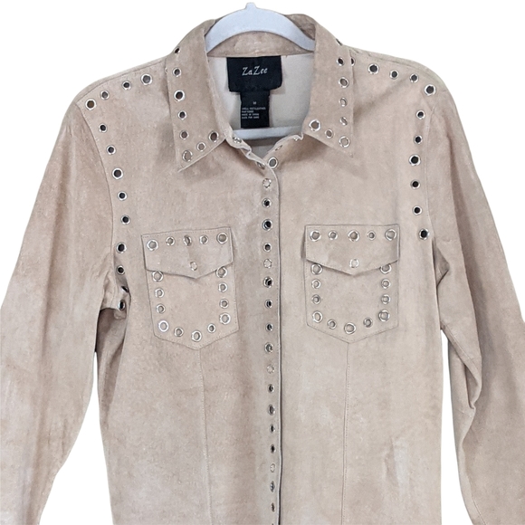 Za Zee suede leather suede jacket boho cowgirl snaps shackett Medium - Picture 6 of 8